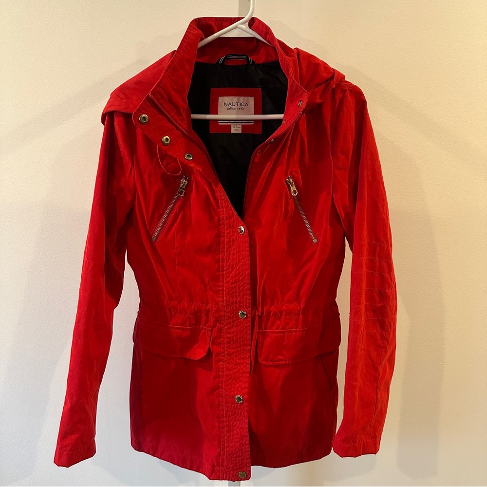 Nautica Women's Vibrant Red Utility Jacket Small